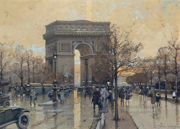 The Arc de Triomphe Paris Parisian gouache Eugene Galien Laloue Oil Paintings